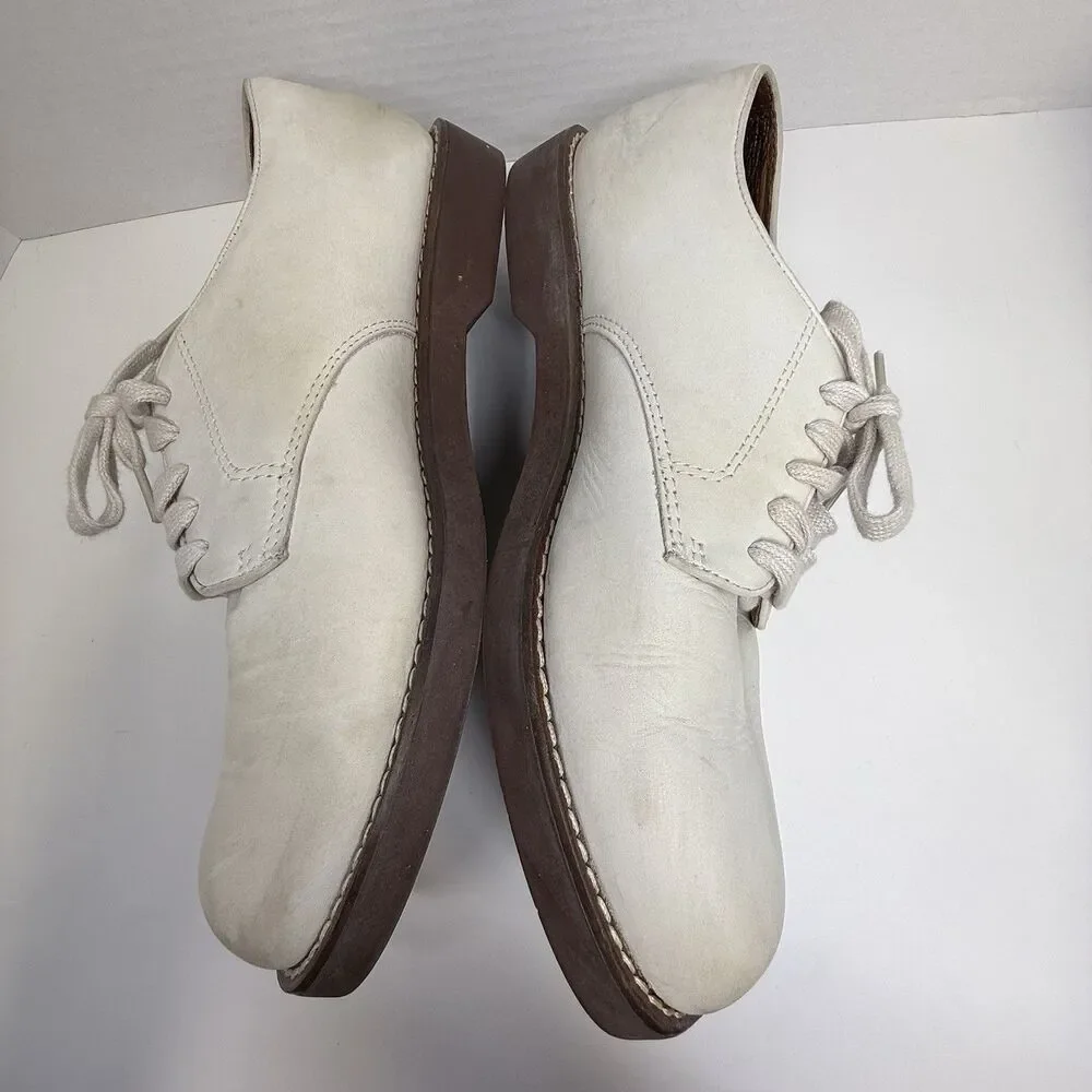 G.H. Bass & Co Men’s Churchill White Newbuck Leather Oxford Shoes Sz 9 1/2